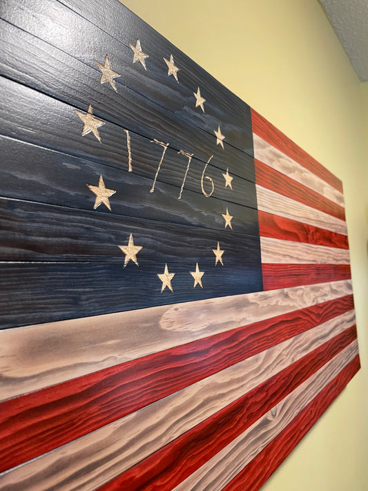 Wooden 1776 American Flag