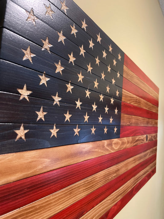 Rustic Wooden American Flag